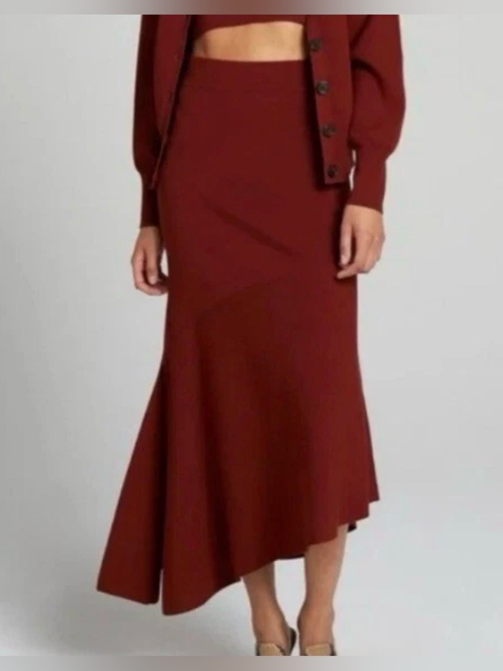 NWT A.L.C. Jasper Asymmetrical Knit Skirt Medium Rust/Brick